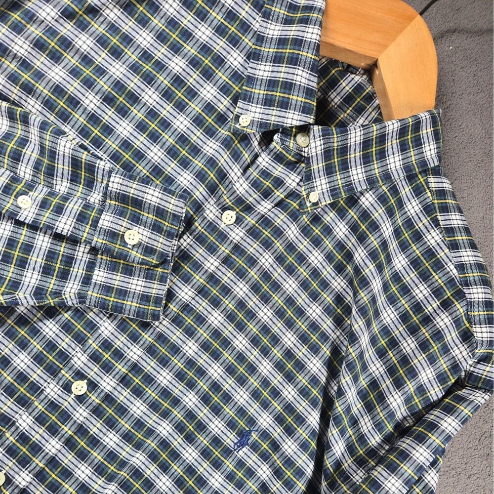 Polo Ralph Lauren Men's Shirt XL Tall Plaid Green Old Money Heritage Preppy